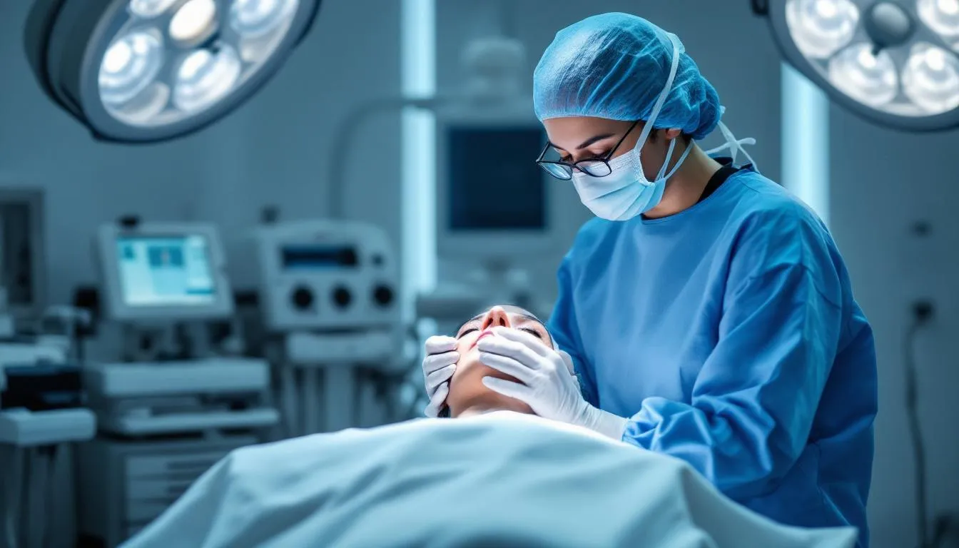 A photo of a skilled plastic surgeon performing a facelift procedure, showcasing their expertise.