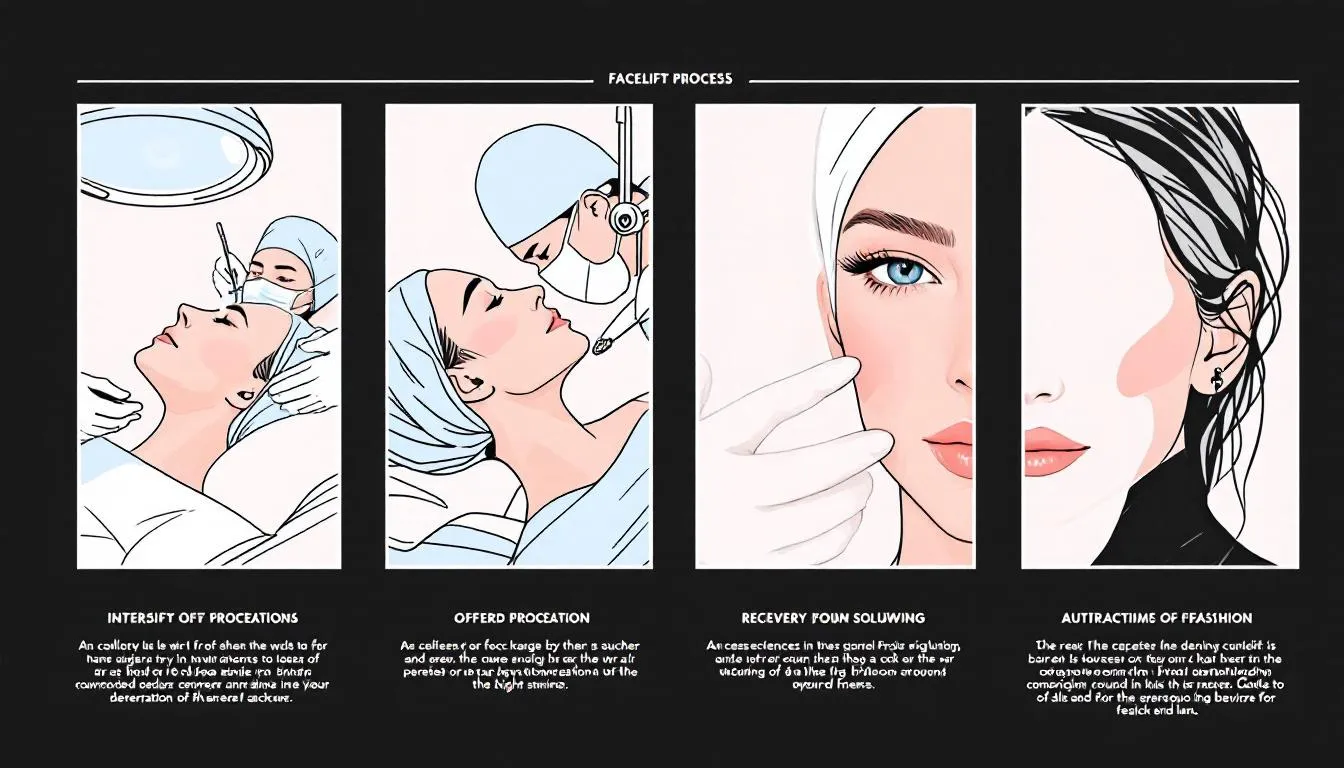 An illustration of the facelift procedure process, highlighting key steps from preparation to recovery.