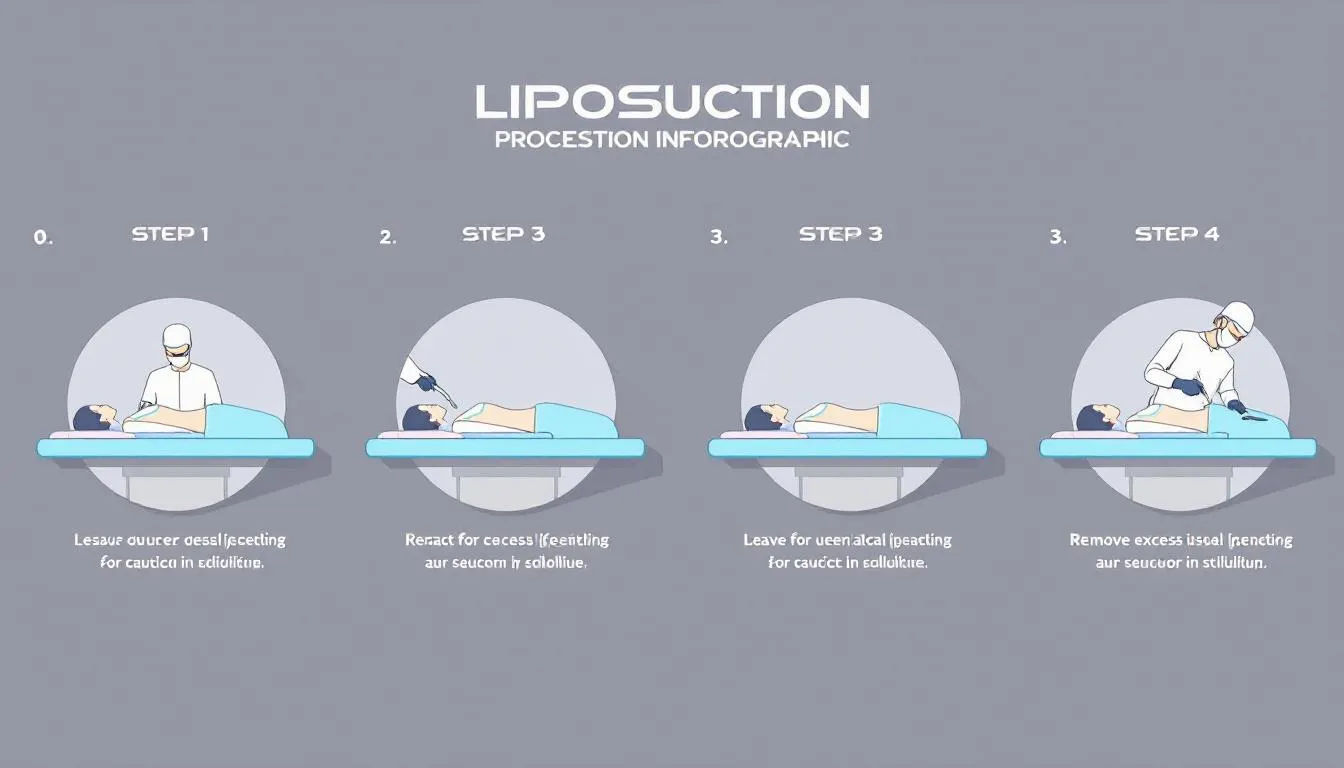 A step-by-step illustration of the liposuction procedure.